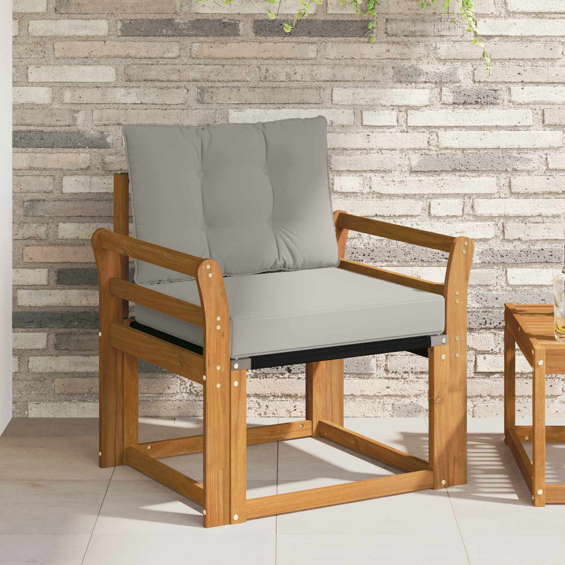vidaXL Sofá de exterior Madera de Acacia Sólida Gris Natural y Claro