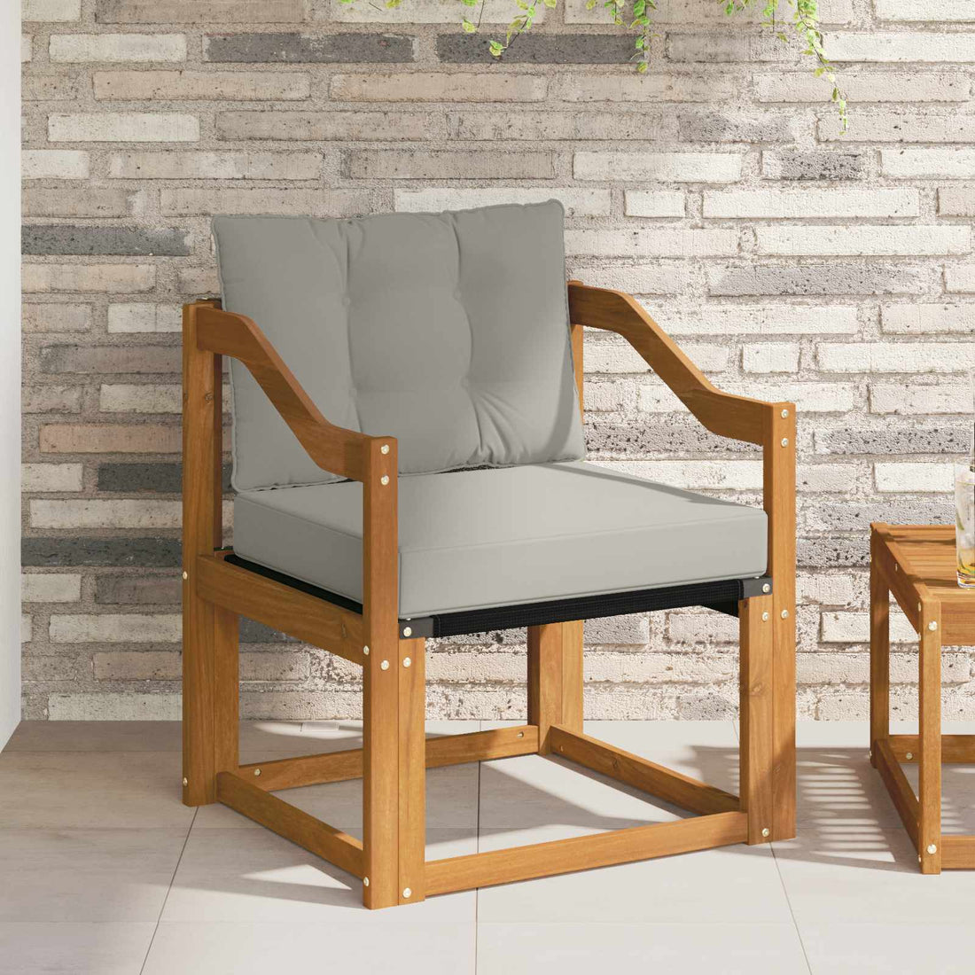 vidaXL Sofá de exterior Madera de Acacia Sólida Gris Natural y Claro