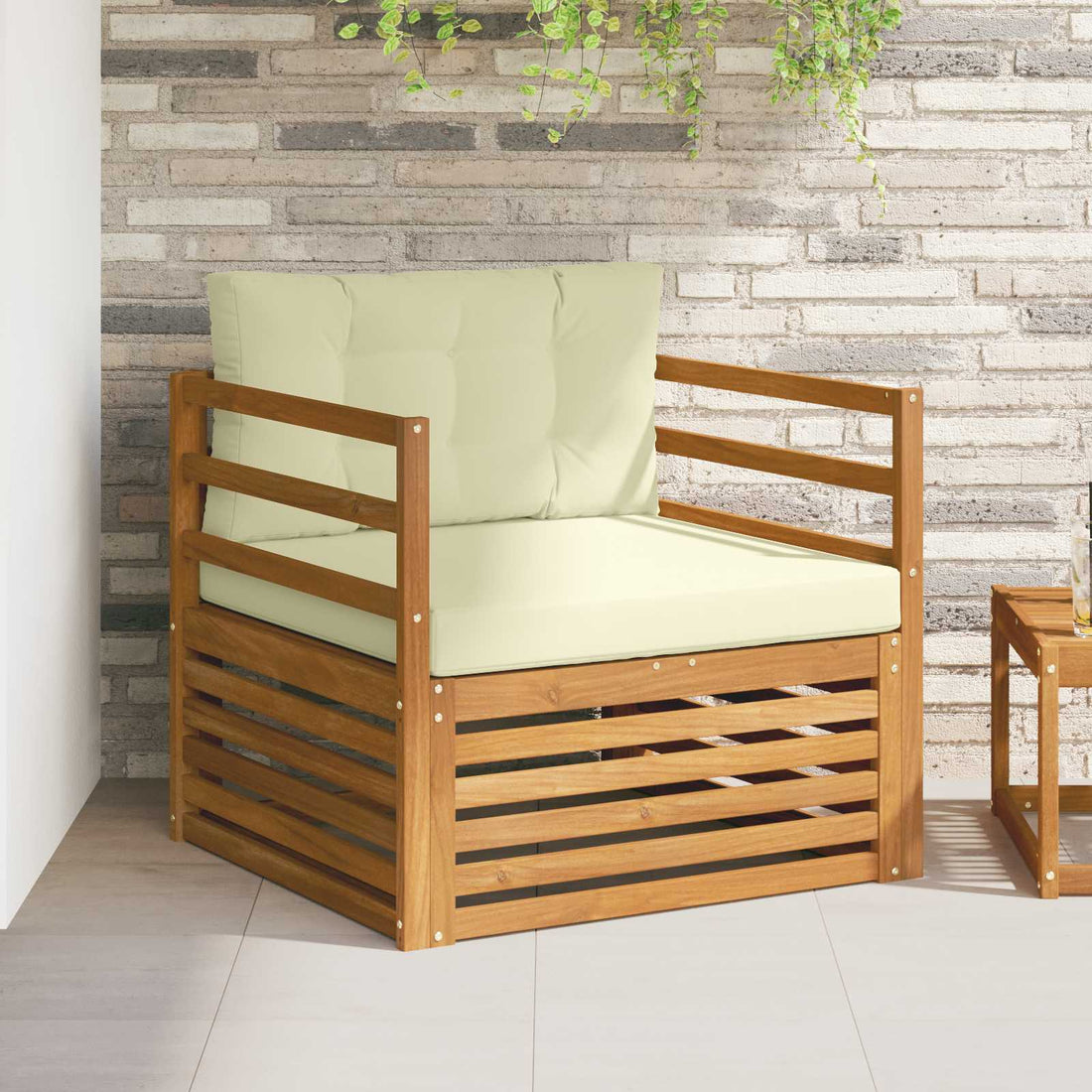 vidaXL Sofá de exterior Madera de Acacia Sólida y Poliéster