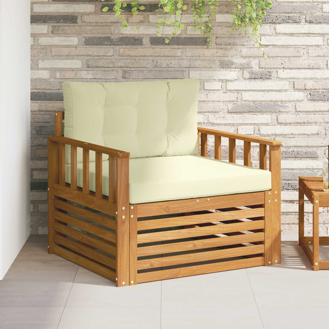 vidaXL Sofá de exterior Madera de Acacia Sólida y Poliéster