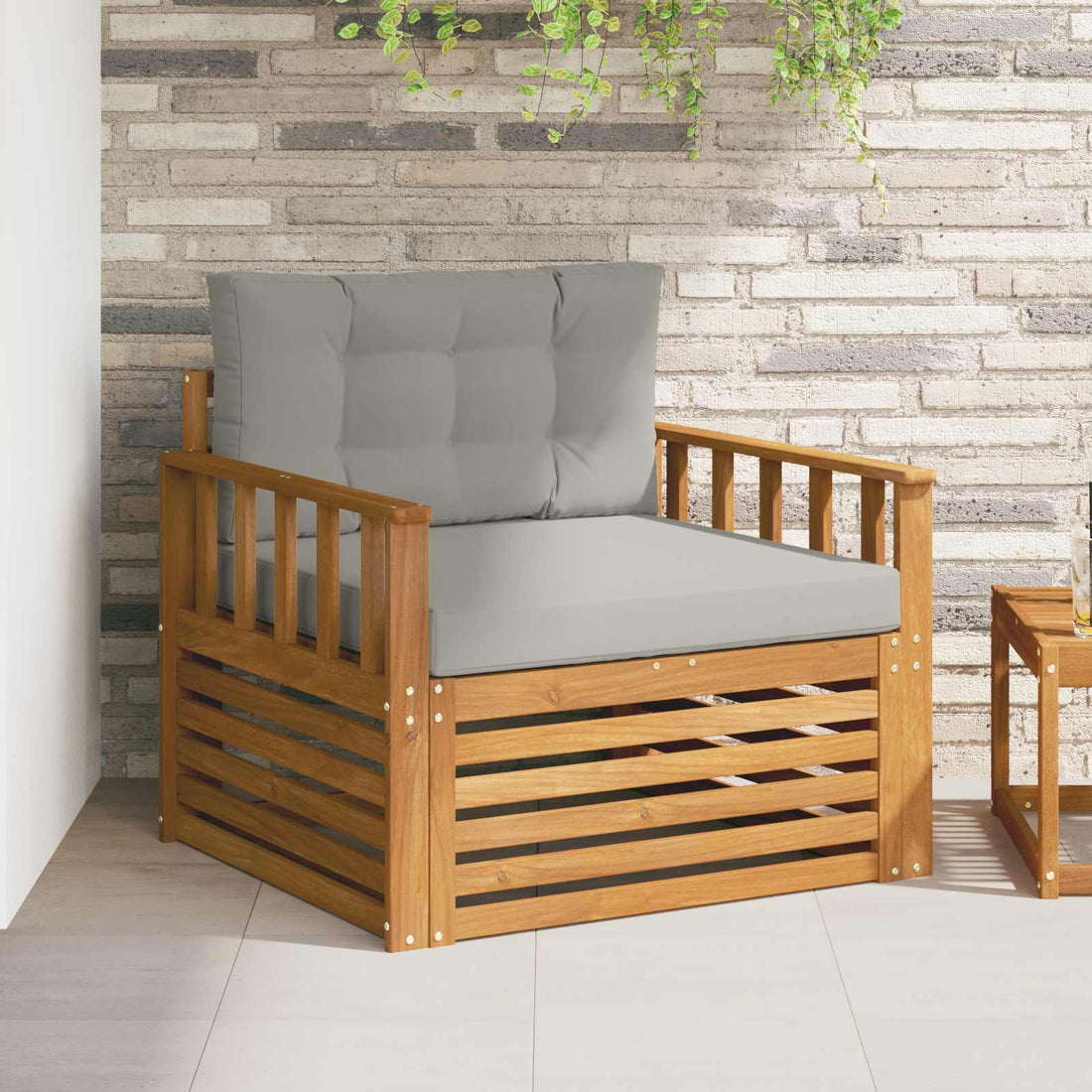 vidaXL Sofá de exterior Madera de Acacia Sólida y Poliéster