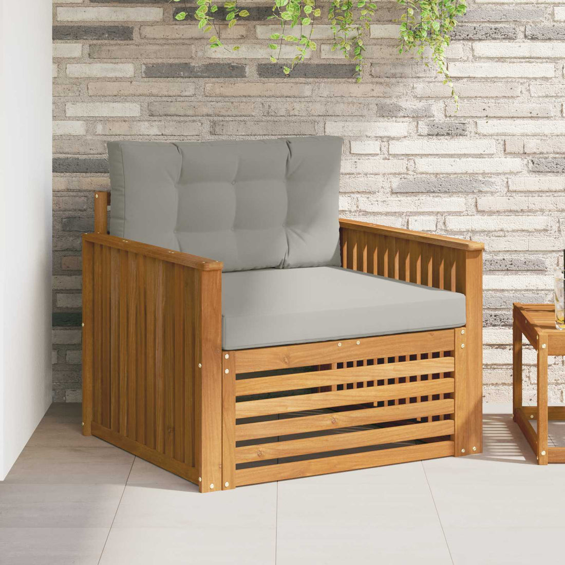 vidaXL Sofá de exterior Madera de Acacia Sólida y Poliéster