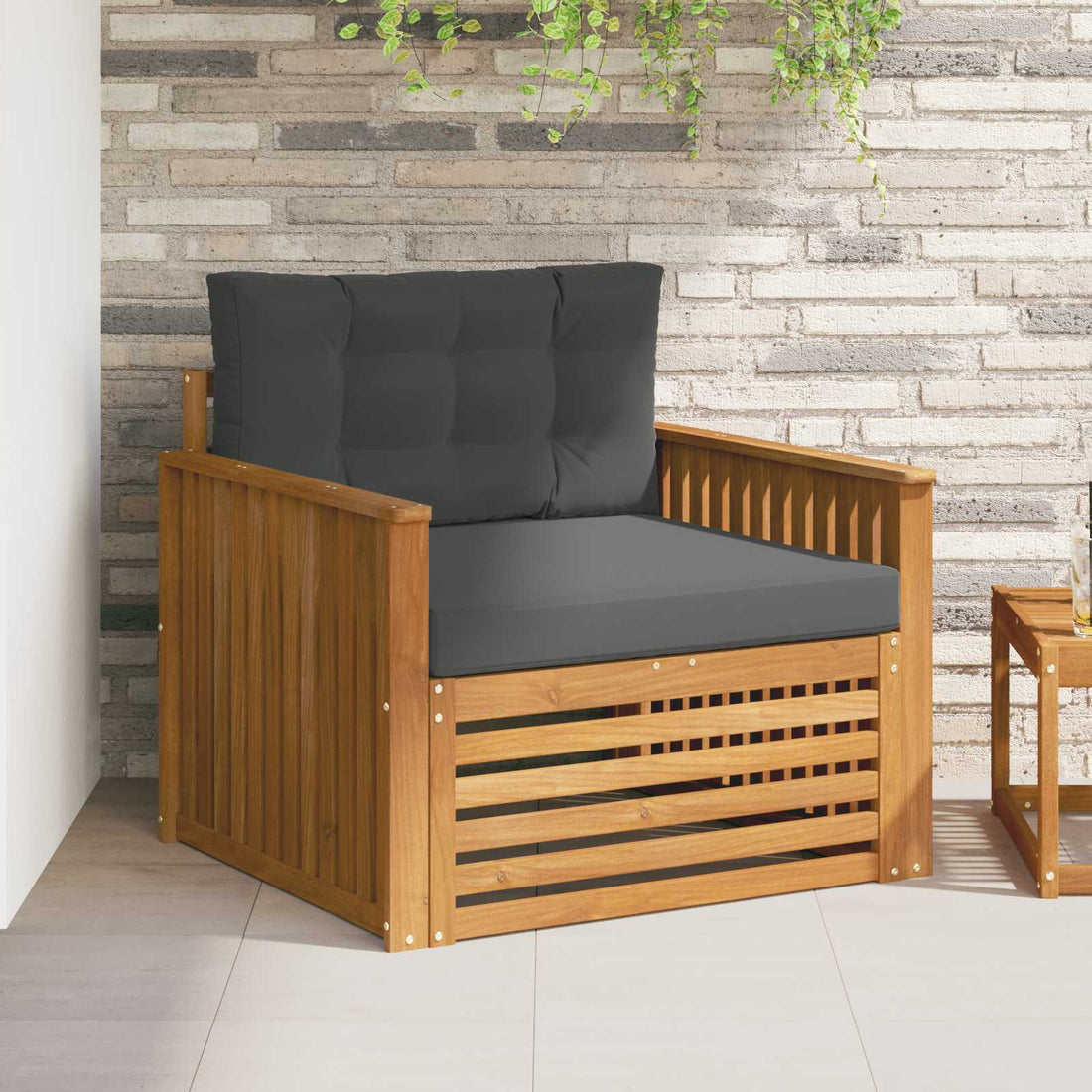 vidaXL Sofá de exterior Madera de Acacia Sólida y Poliéster