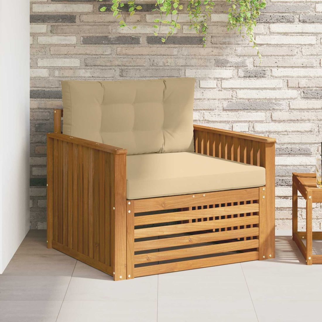 vidaXL Sofá de exterior Madera de Acacia Sólida y Poliéster