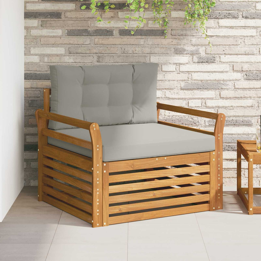 vidaXL Sofá de exterior Madera de Acacia Sólida y Poliéster