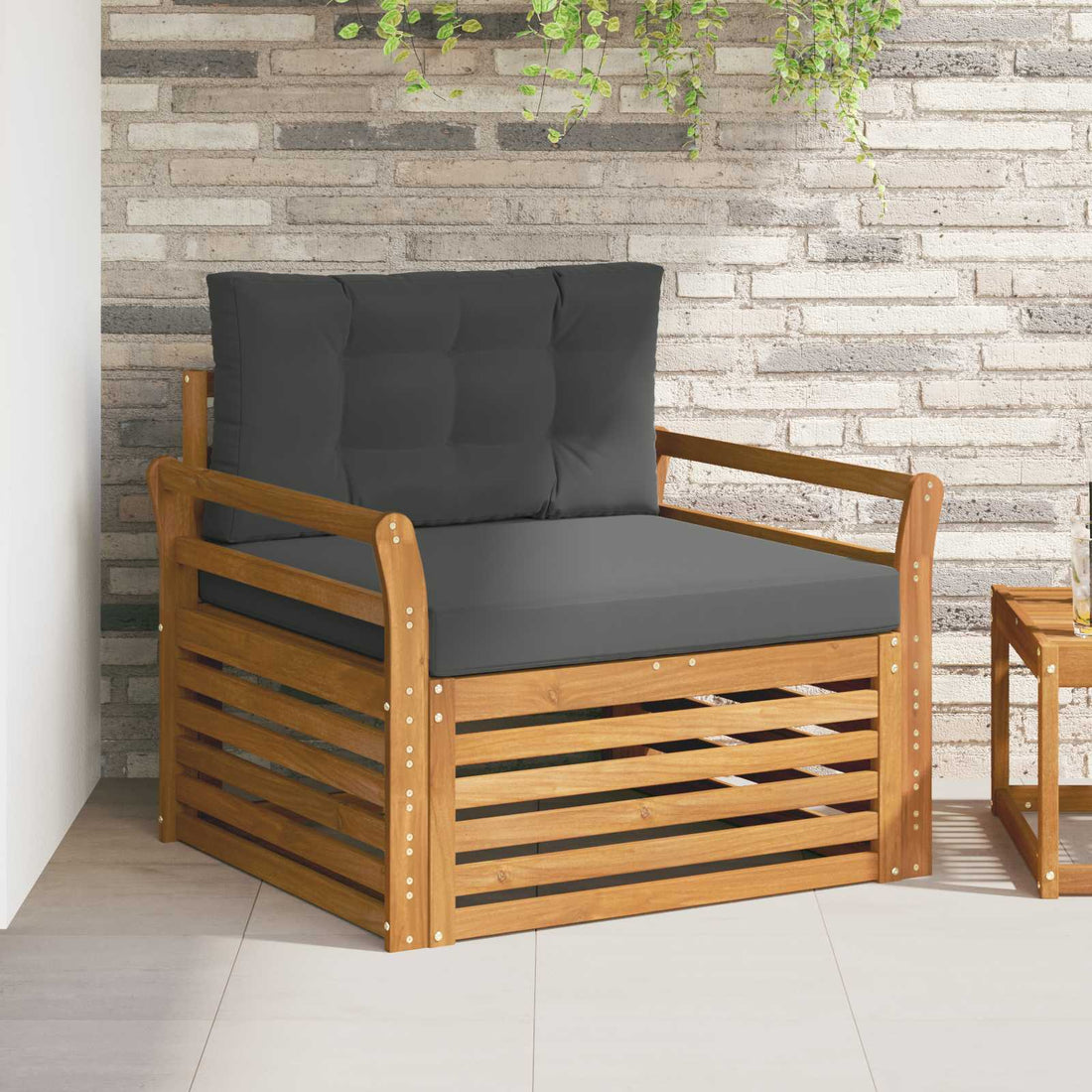 vidaXL Sofá de exterior Madera de Acacia Sólida y Poliéster