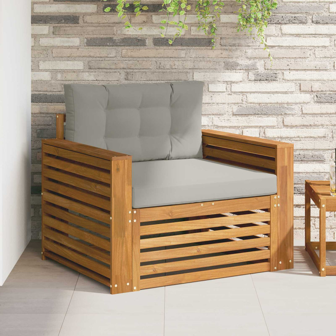 vidaXL Sofá de exterior Madera de Acacia Sólida y Poliéster