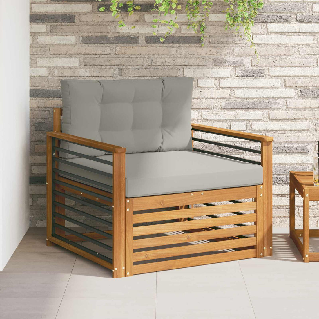 vidaXL Sofá de exterior Madera de Acacia Sólida y Poliéster