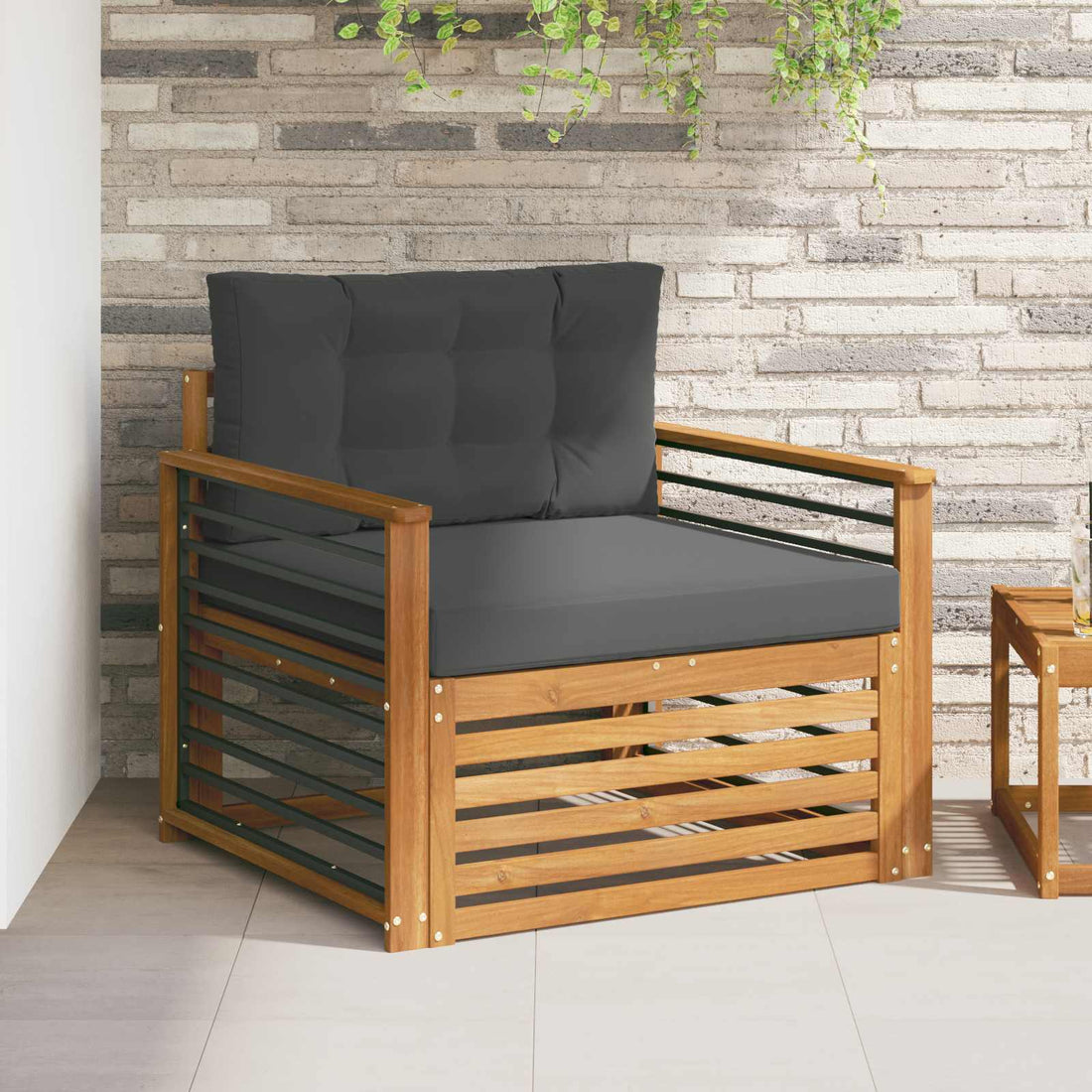 vidaXL Sofá de exterior Madera de Acacia Sólida y Poliéster