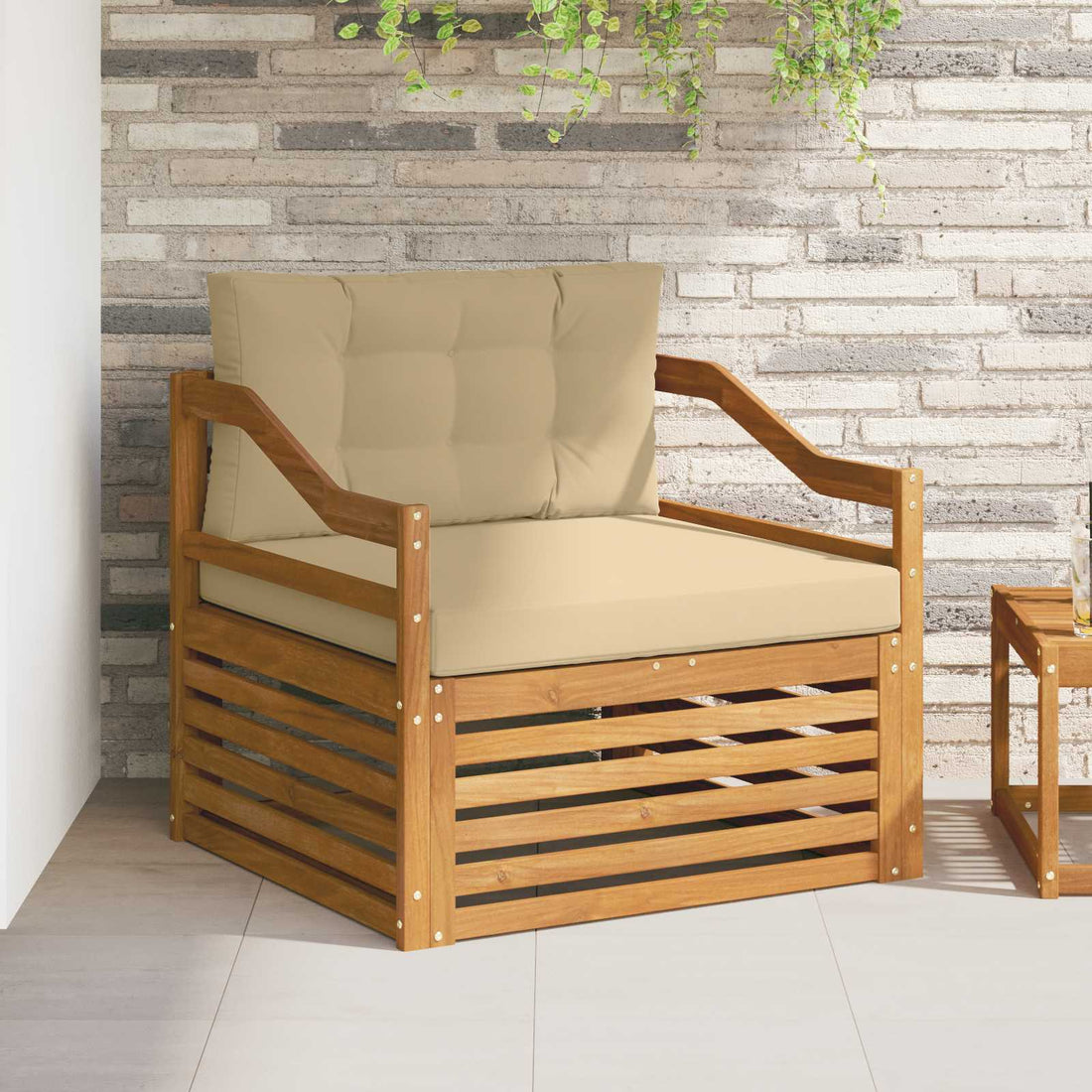 vidaXL Sofá de exterior Natural y Beige