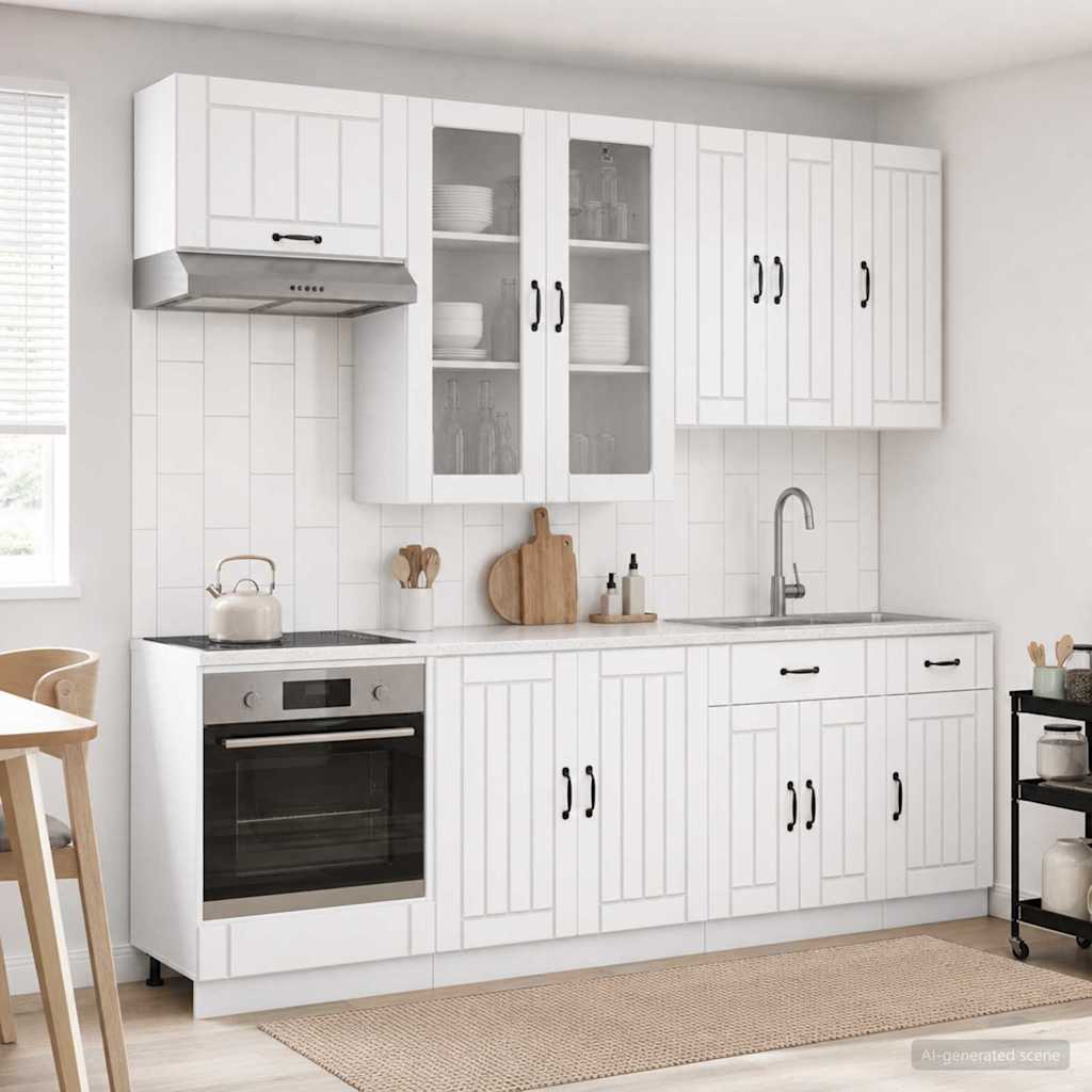 vidaXL Unidad de cocina LUCCA 8 uds. Blanco Madera de ingeniería