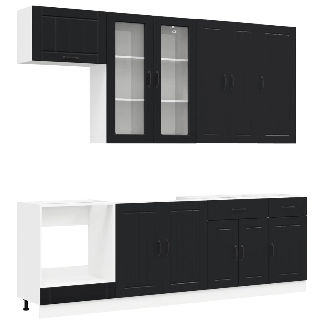 vidaXL Unidad de cocina LUCCA 8 uds. Negro Madera de ingeniería
