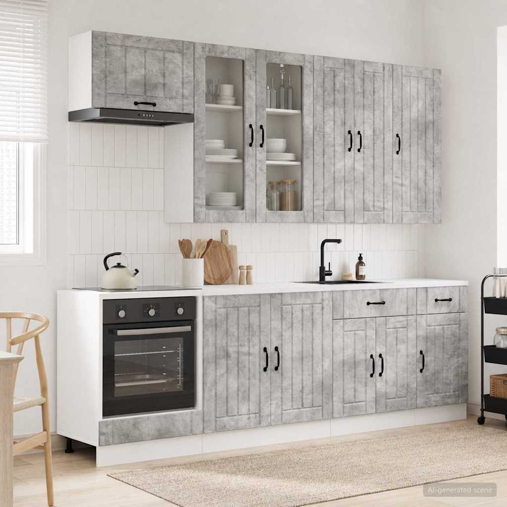 vidaXL Unidad de cocina LUCCA 8 uds. Gris Hormigón