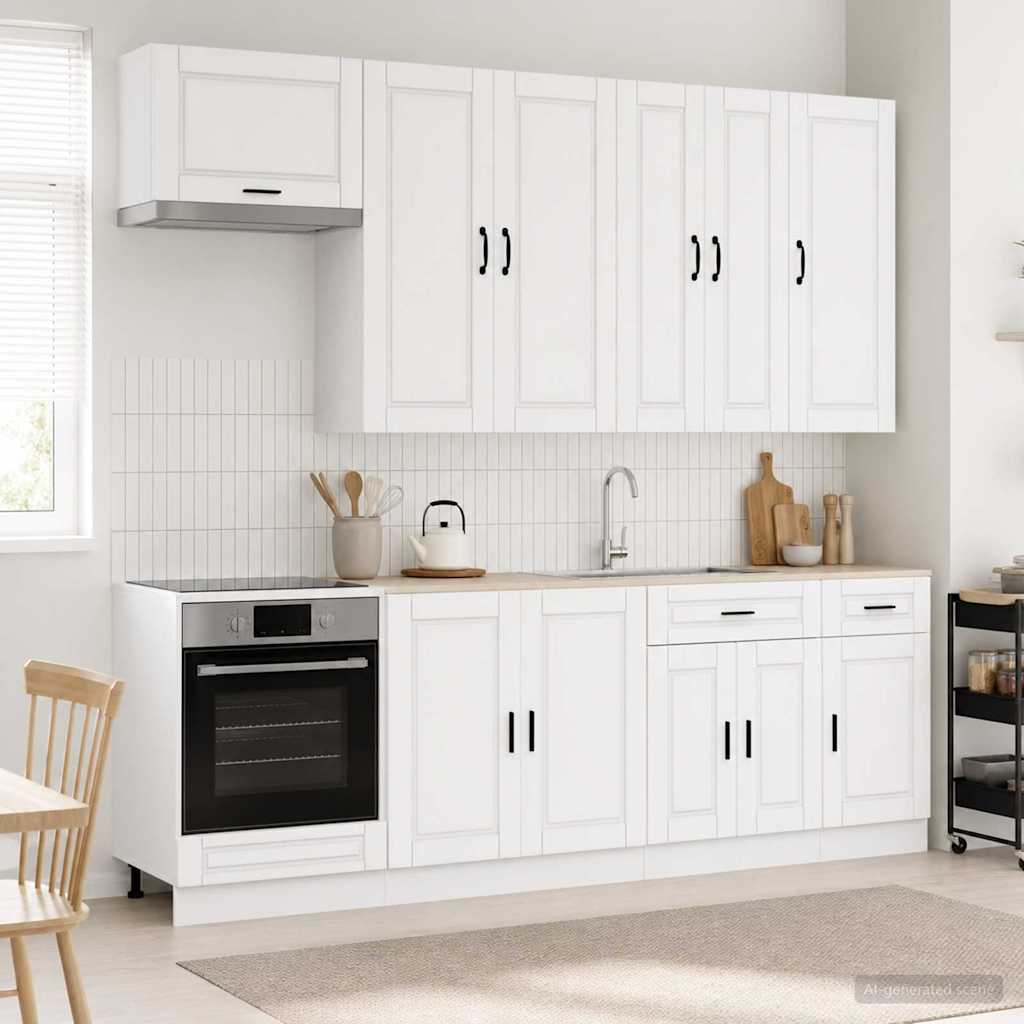 vidaXL Unidad de cocina PORTO 8 uds. Blanco Madera de ingeniería