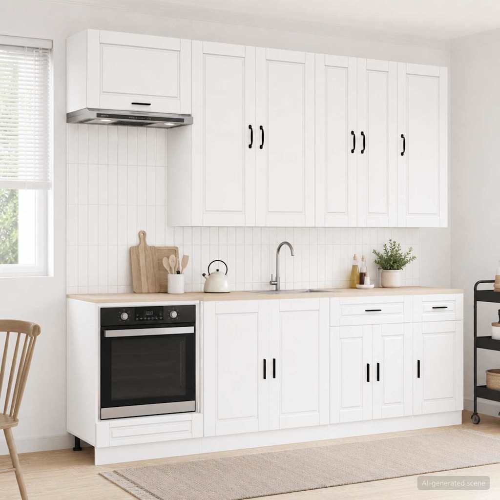 vidaXL Unidad de cocina PORTO 8 uds. Blanco Brillante