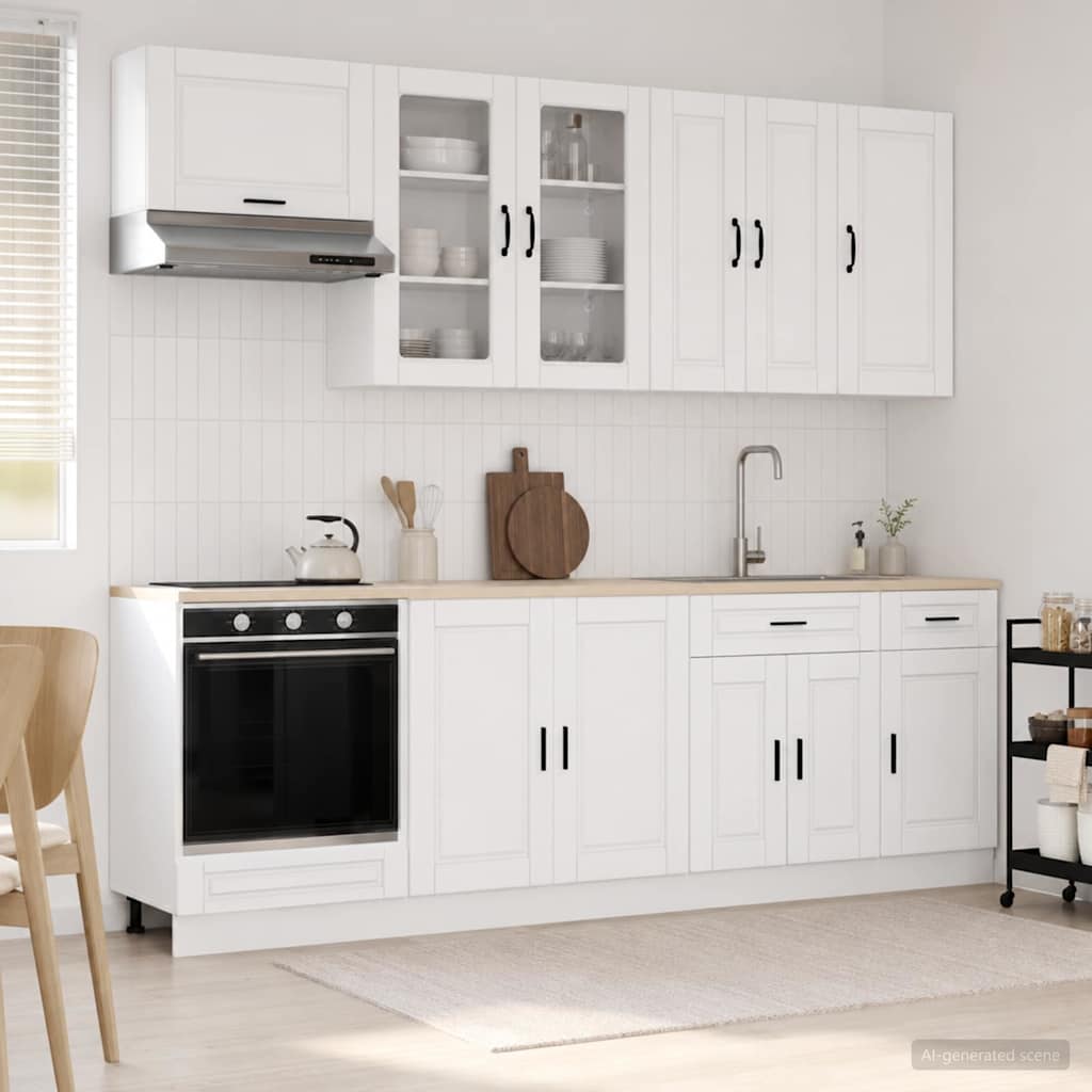 vidaXL Unidad de cocina PORTO 8 uds. Blanco Madera de ingeniería
