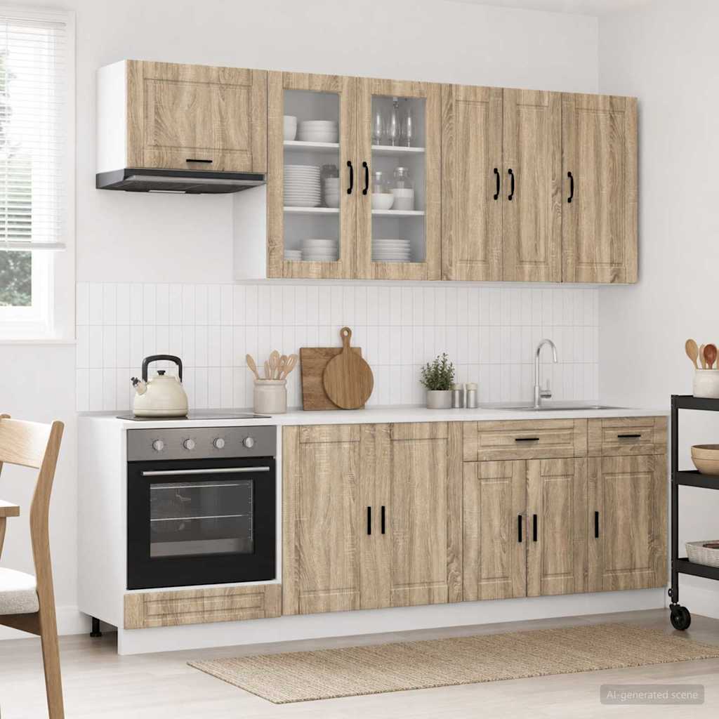 vidaXL Unidad de cocina PORTO 8 uds. Roble Sonoma Madera de ingeniería