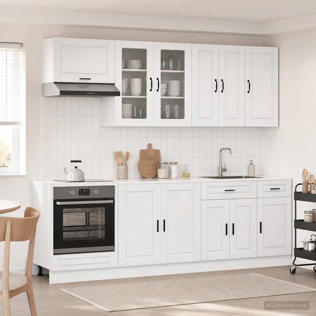 vidaXL Unidad de cocina PORTO 8 uds. Blanco Brillante