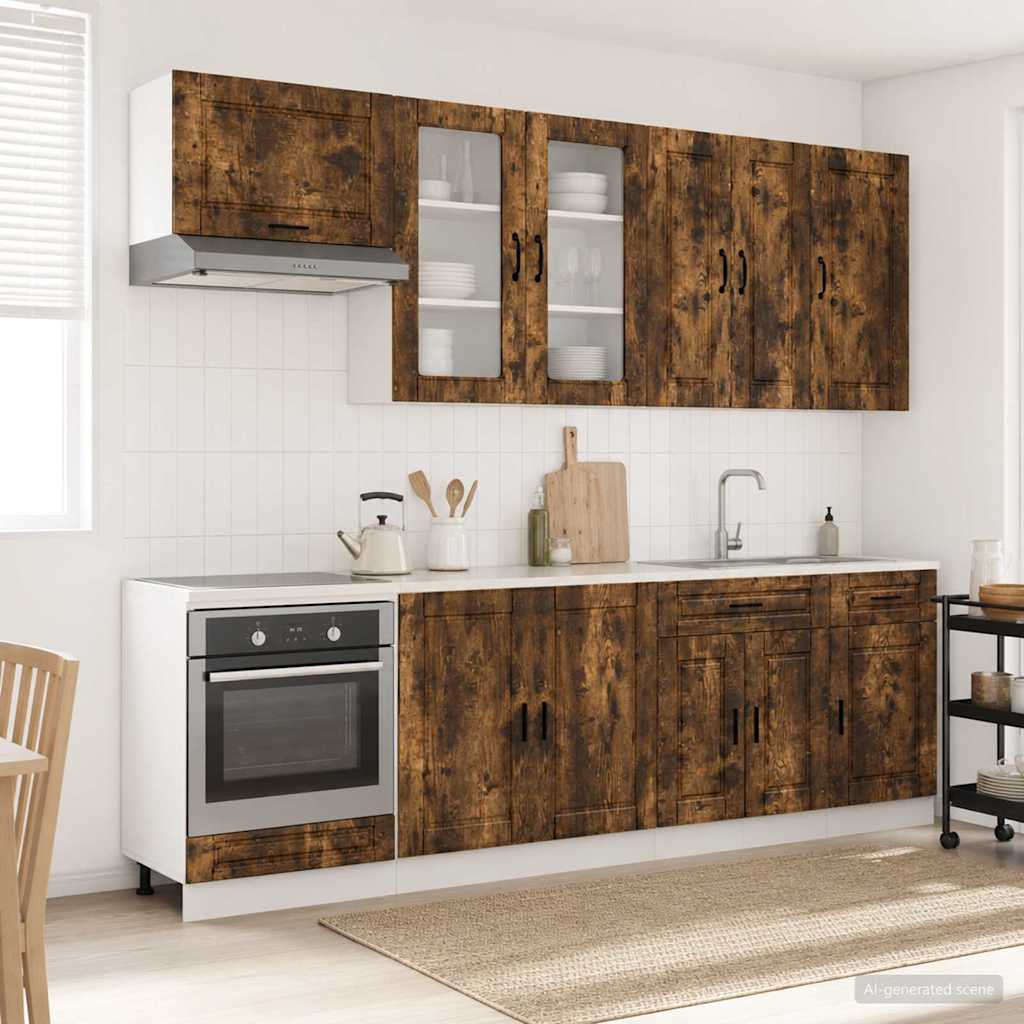 vidaXL Unidad de cocina PORTO 8 uds. Roble Ahumado