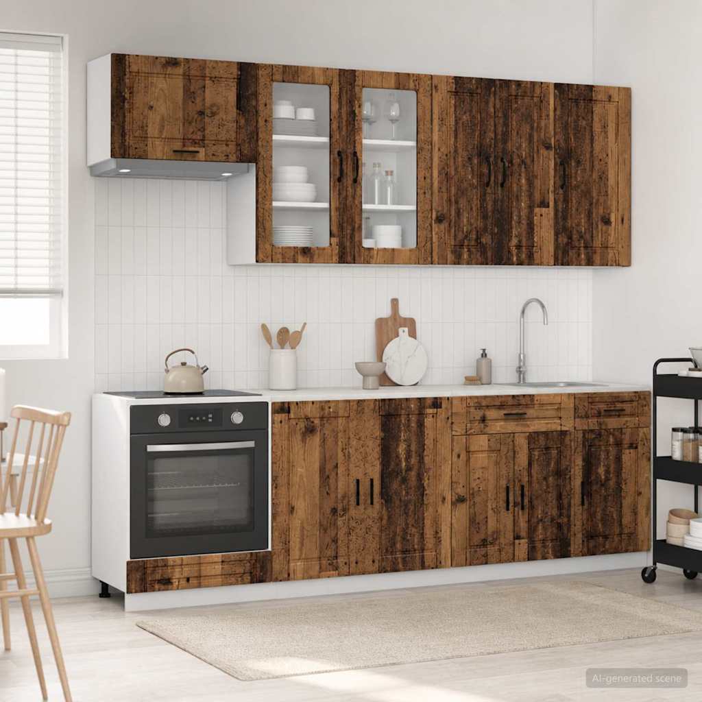 vidaXL Unidad de cocina PORTO 8 uds. Madera envejecida