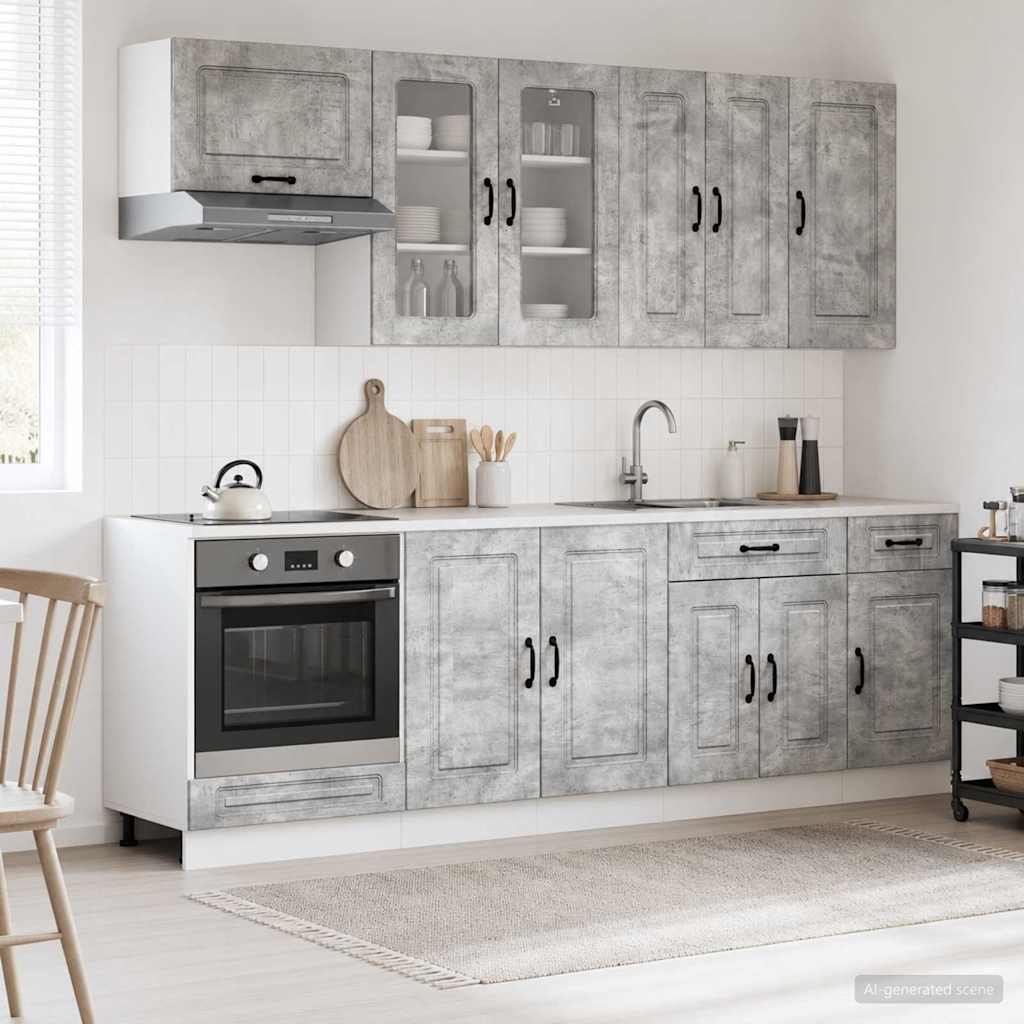 vidaXL Unidad de cocina KALMAR 8 uds. Gris Hormigón