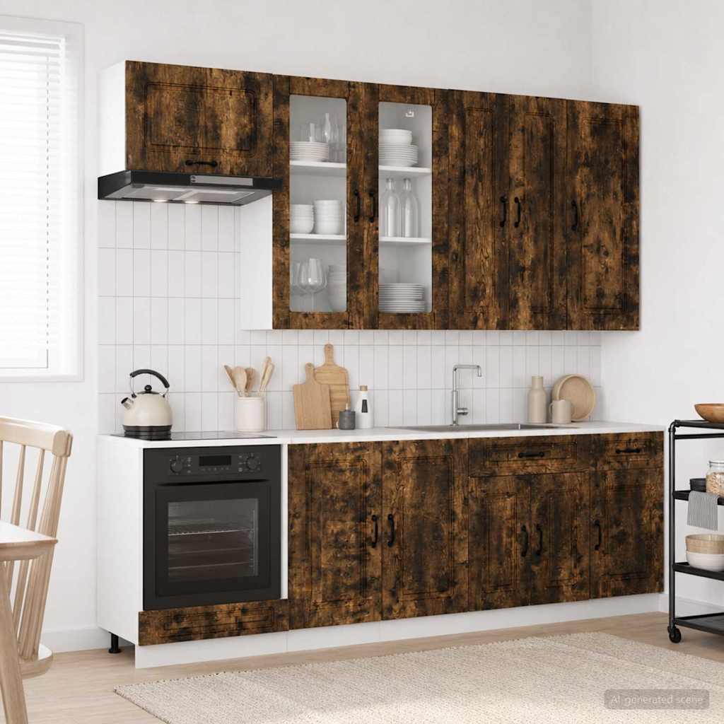 vidaXL Unidad de cocina KALMAR 8 uds. Roble Ahumado