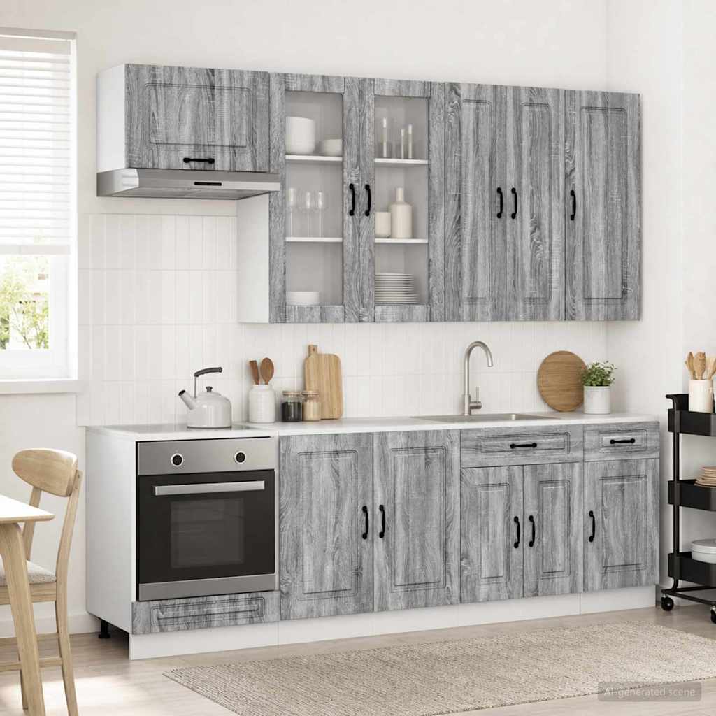 vidaXL Unidad de cocina KALMAR 8 uds. Sonoma gris Madera de ingeniería