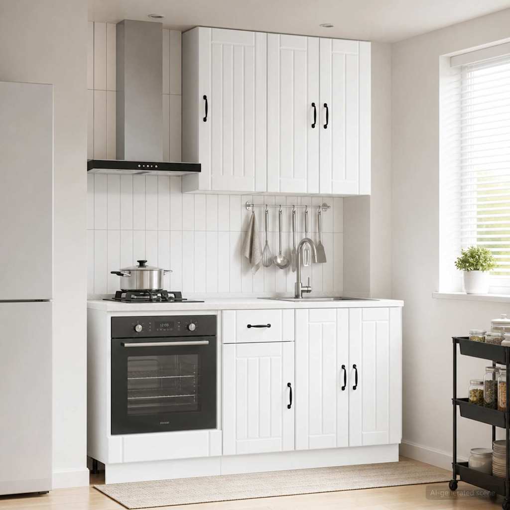 vidaXL Unidad de cocina LUCCA 5 uds. Blanco Brillante