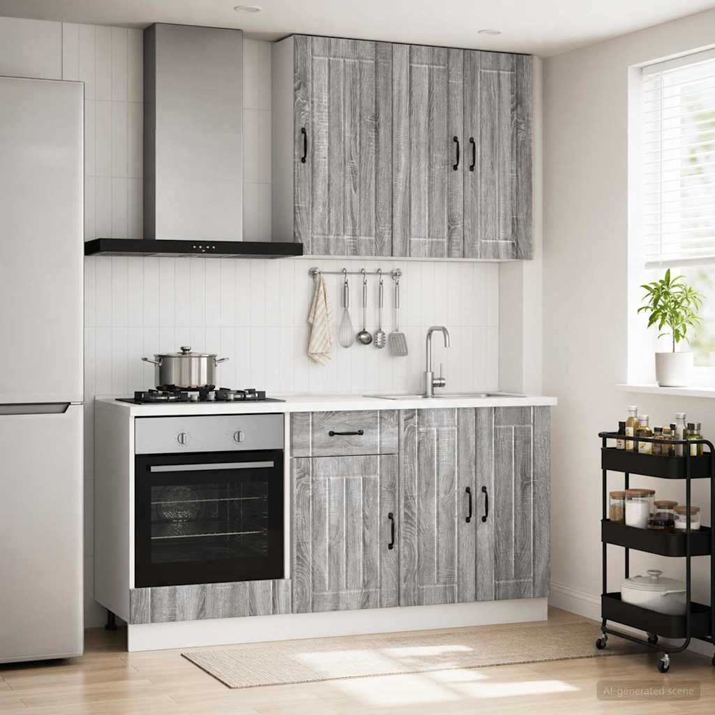 vidaXL Unidad de cocina LUCCA 5 uds. Sonoma gris Madera de ingeniería