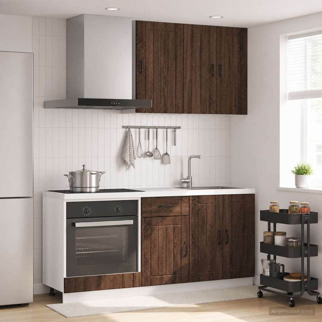 vidaXL Unidad de cocina LUCCA 5 uds. Marrón Roble Madera de ingeniería