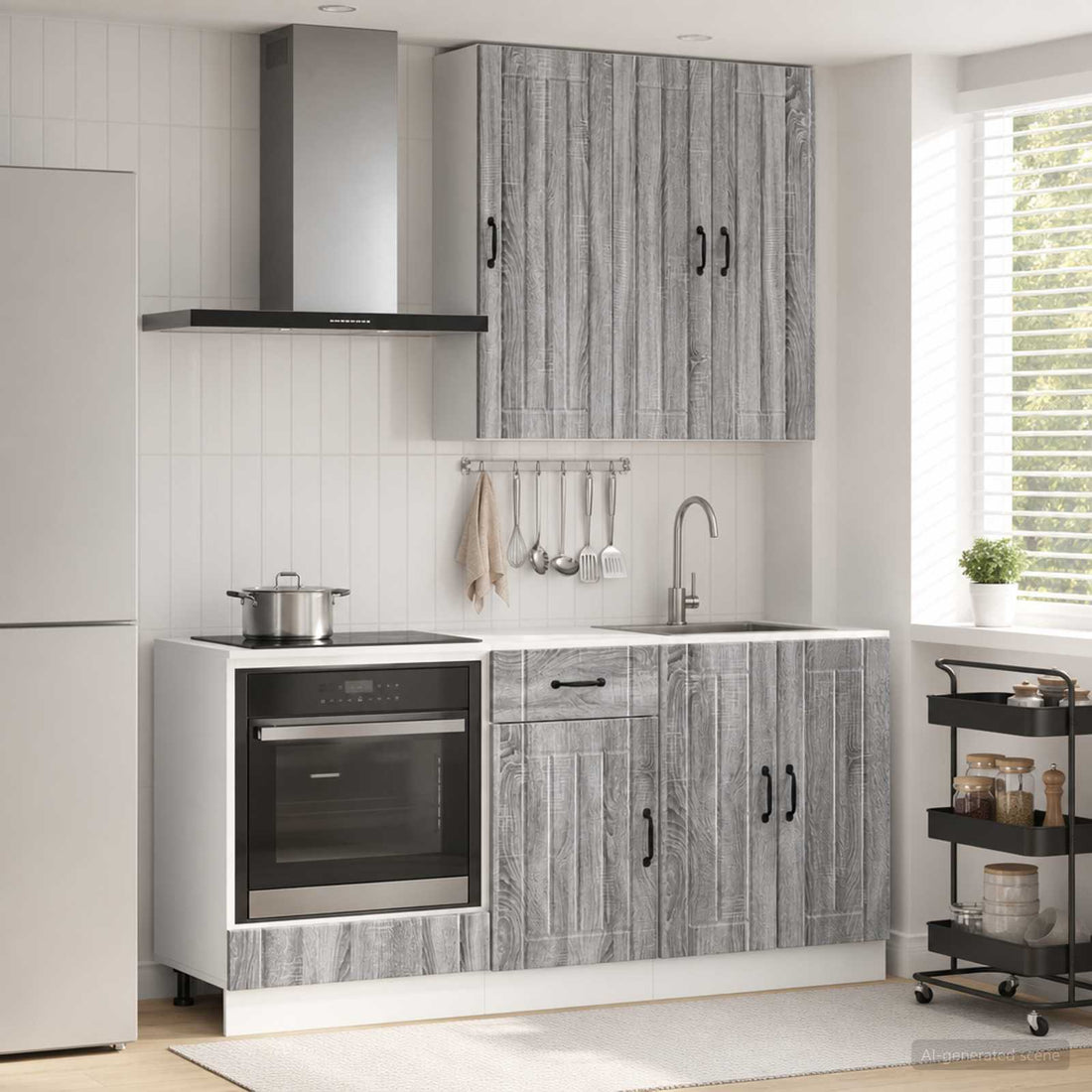 vidaXL Unidad de cocina LUCCA 5 uds. Sonoma gris Madera de ingeniería
