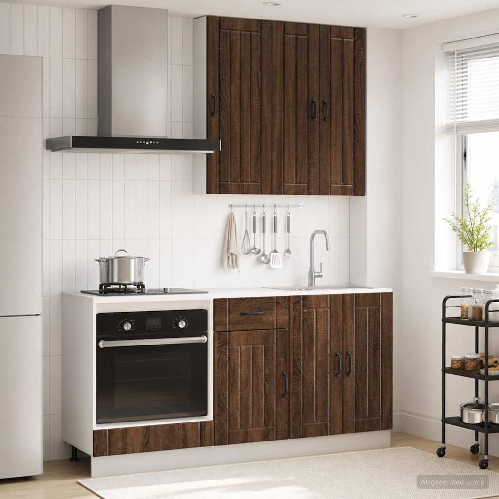 vidaXL Unidad de cocina LUCCA 5 uds. Marrón Roble Madera de ingeniería