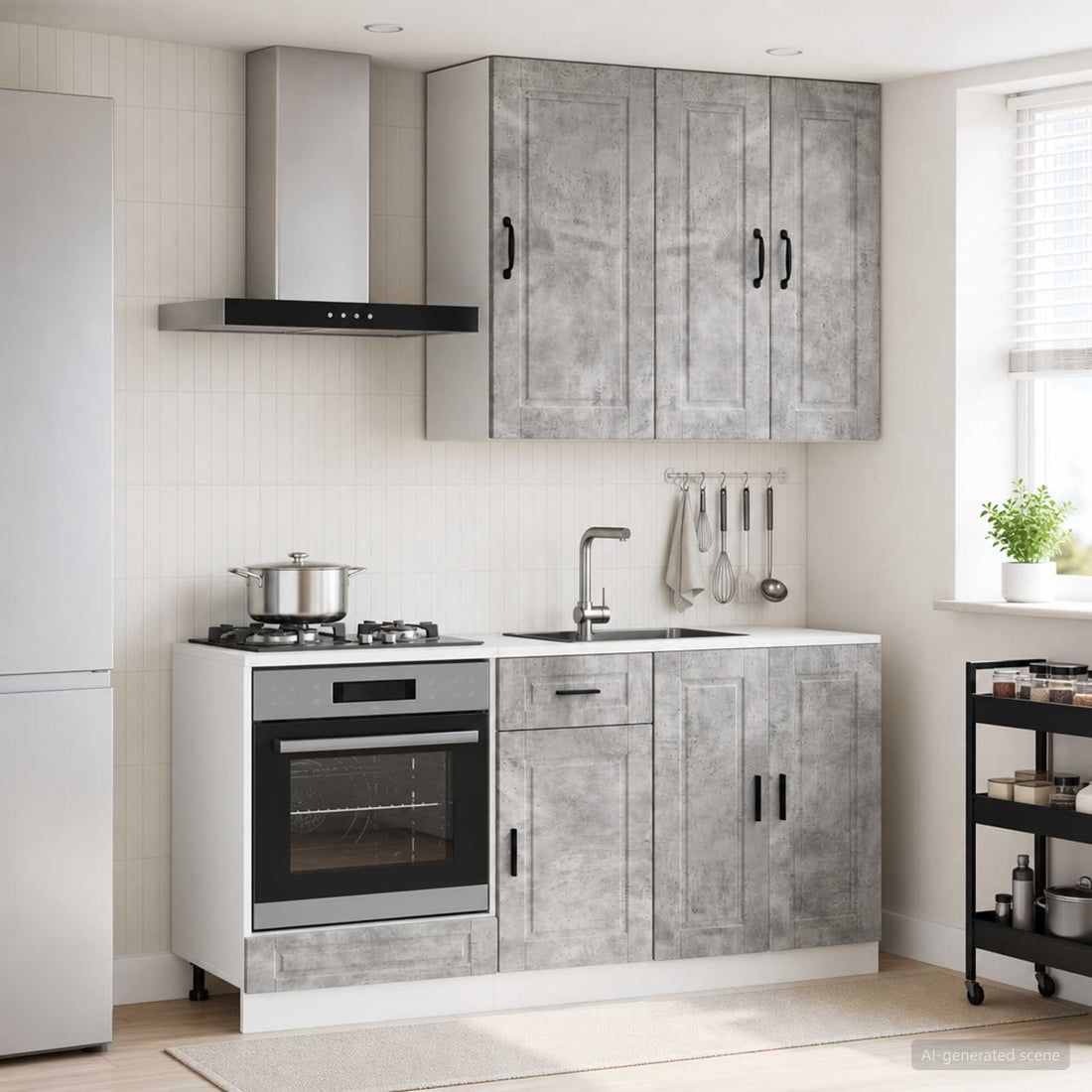 vidaXL Unidad de cocina PORTO 5 uds. Gris Hormigón