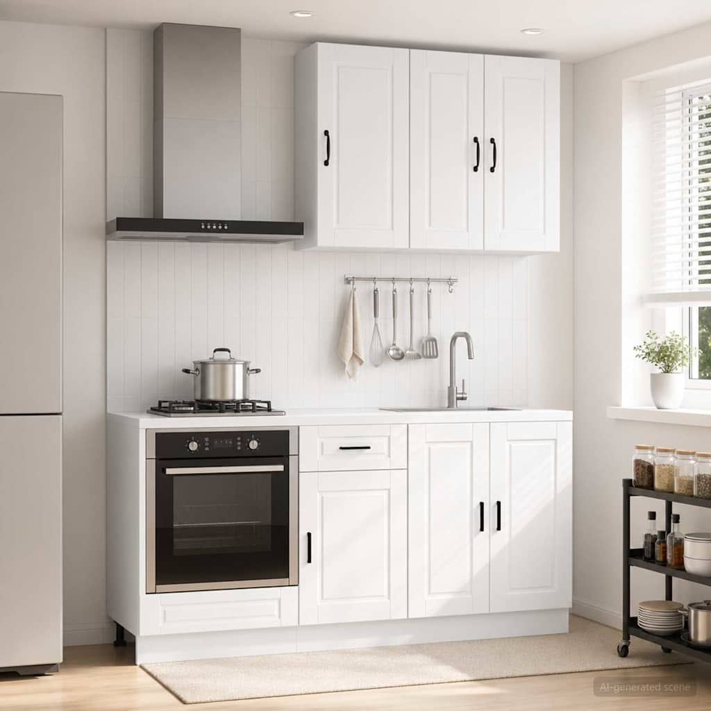 vidaXL Unidad de cocina PORTO 5 uds. Blanco Brillante
