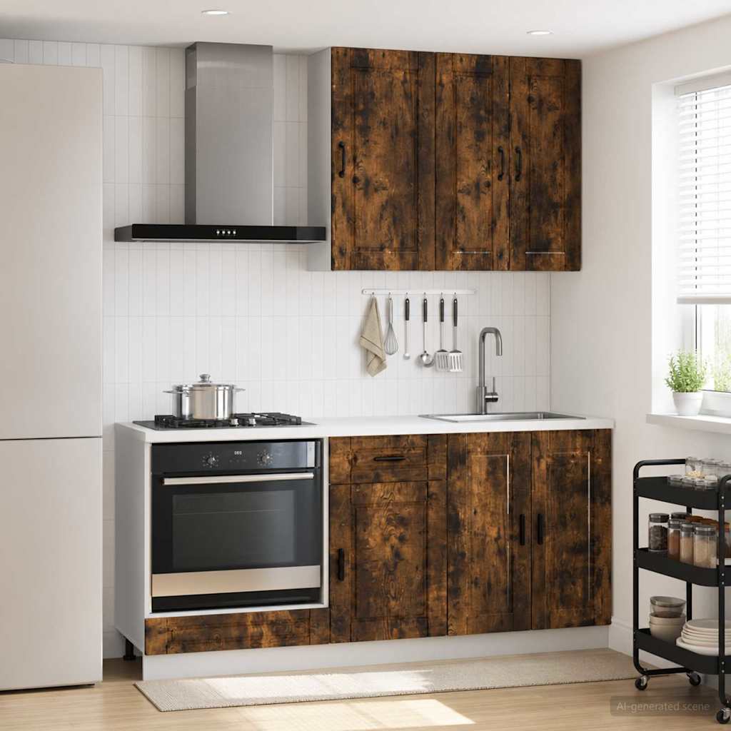 vidaXL Unidad de cocina PORTO 5 uds. Roble Ahumado