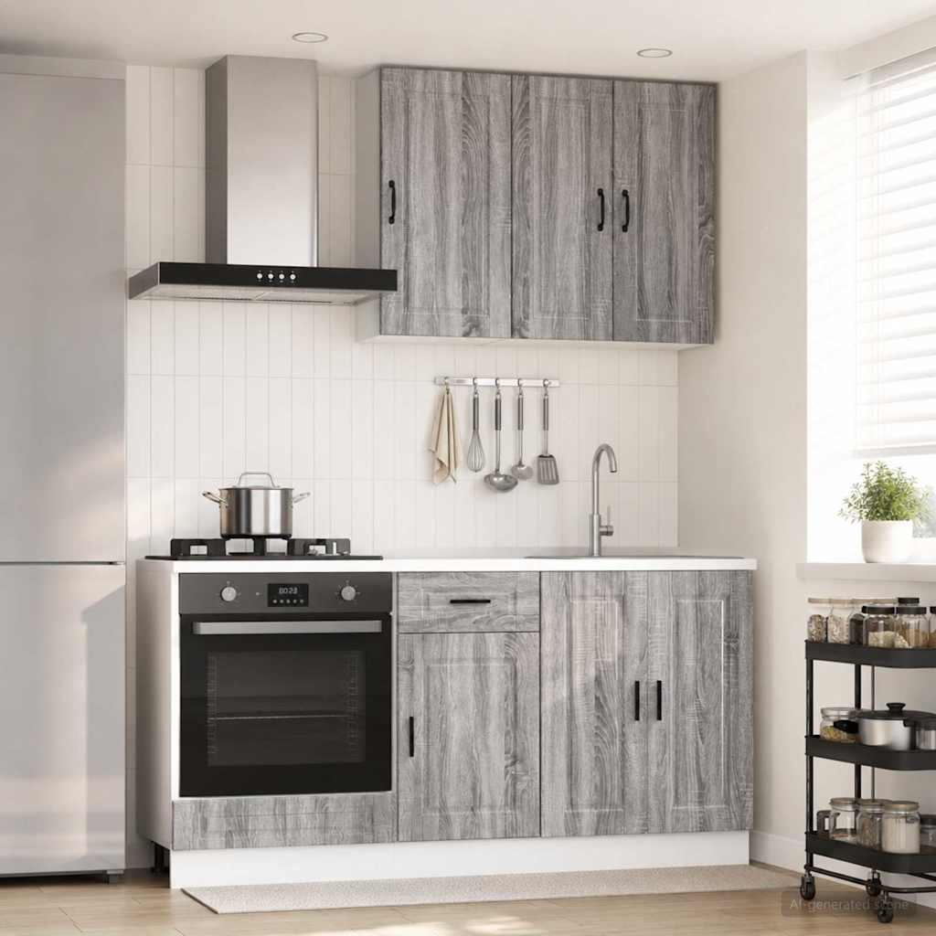 vidaXL Unidad de cocina PORTO 5 uds. Sonoma gris Madera de ingeniería