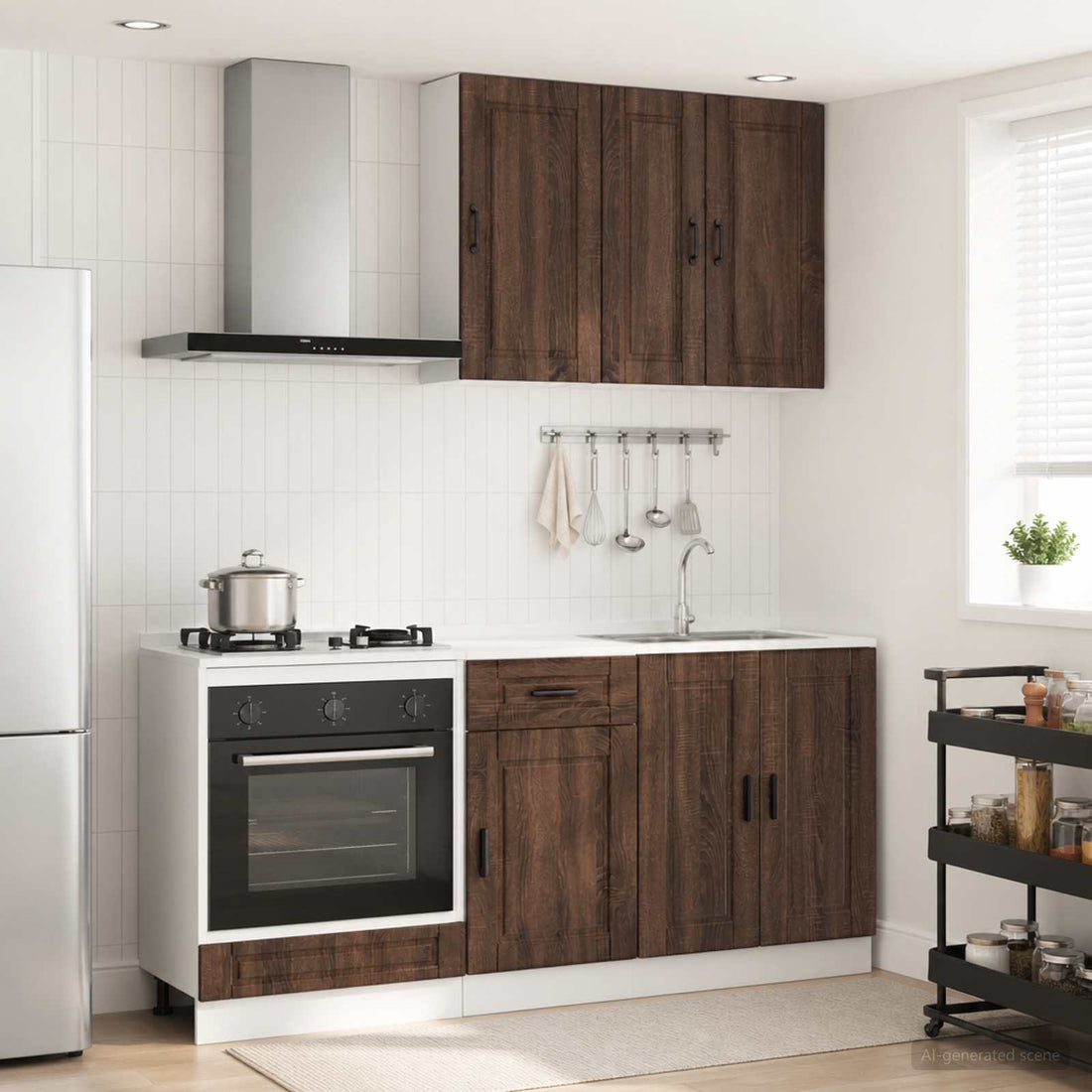 vidaXL Unidad de cocina PORTO 5 uds. Marrón Roble Madera de ingeniería