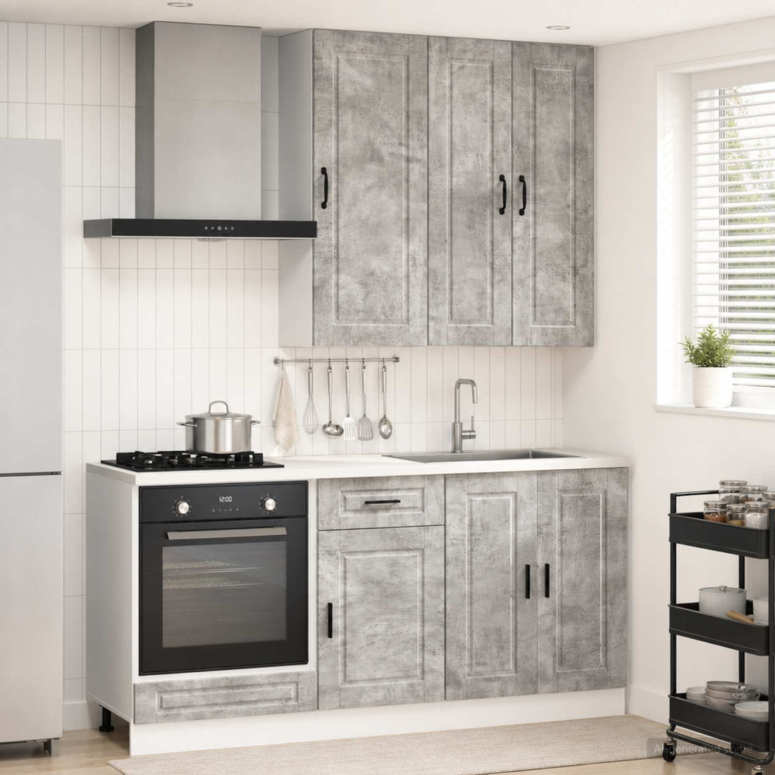 vidaXL Unidad de cocina PORTO 5 uds. Gris Hormigón
