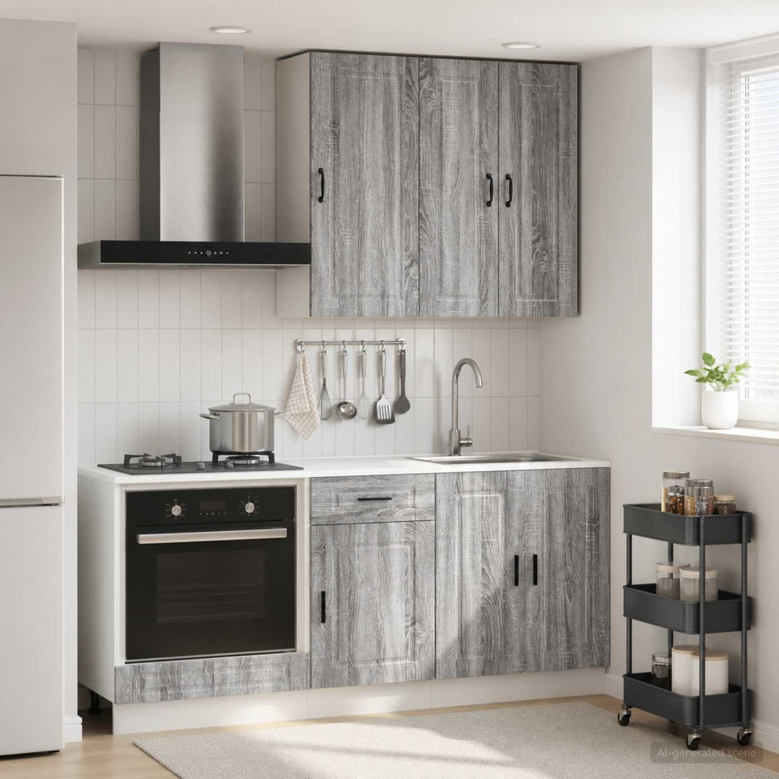 vidaXL Unidad de cocina PORTO 5 uds. Sonoma gris Madera de ingeniería