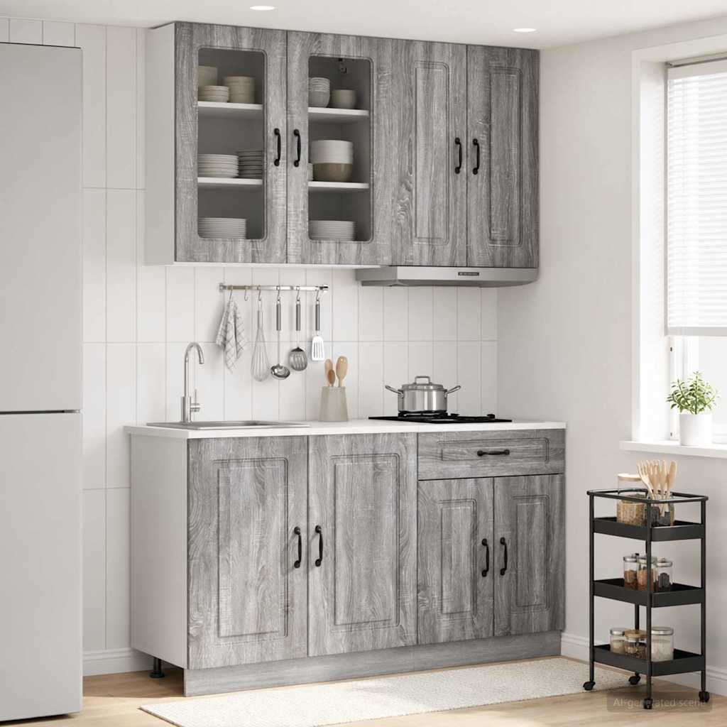 vidaXL Unidad de cocina KALMAR 4 uds. Sonoma gris Madera de ingeniería