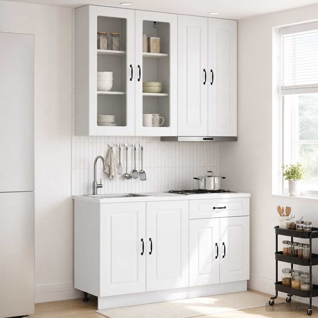 vidaXL Unidad de cocina KALMAR 4 uds. Blanco Brillante