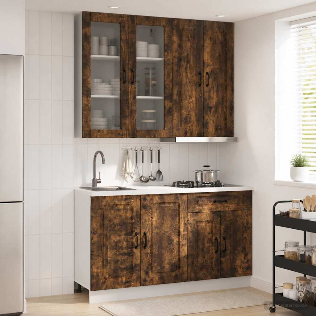 vidaXL Unidad de cocina KALMAR 4 uds. Roble Ahumado