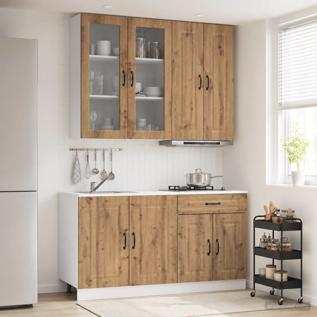 vidaXL Unidad de cocina KALMAR 4 uds. Roble artisan
