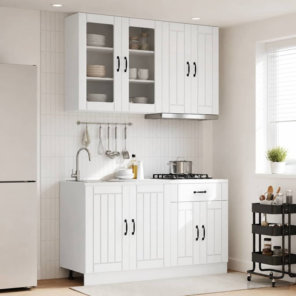 vidaXL Unidad de cocina LUCCA 4 uds. Blanco Madera de ingeniería