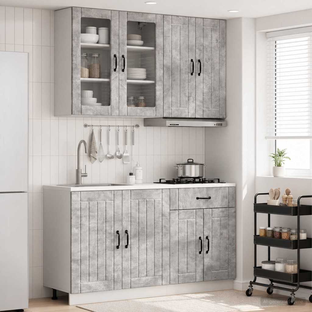 vidaXL Unidad de cocina LUCCA 4 uds. Gris Hormigón