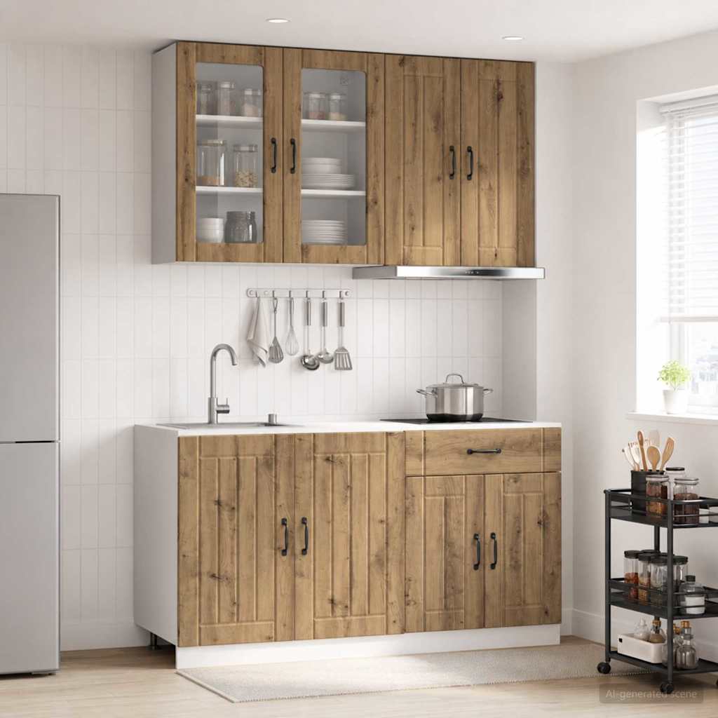 vidaXL Unidad de cocina LUCCA 4 uds. Roble artisan