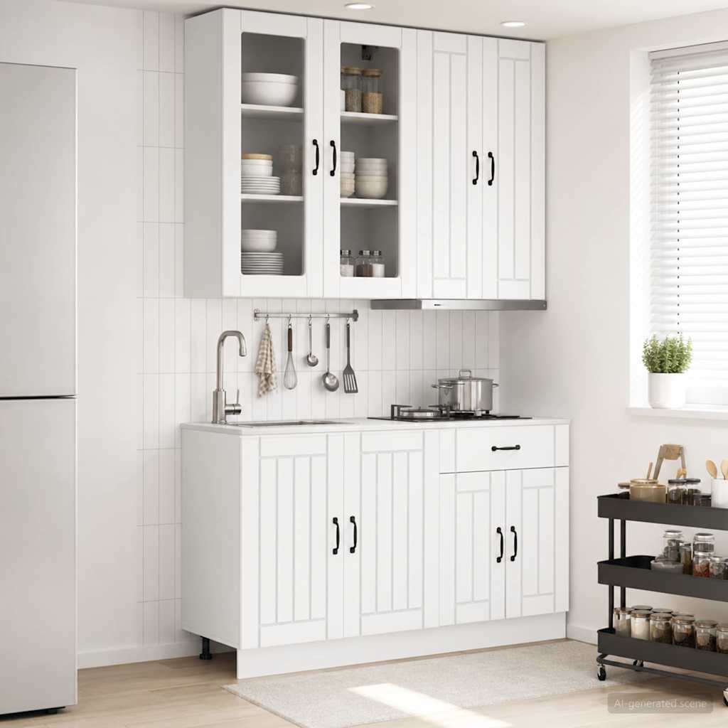 vidaXL Unidad de cocina LUCCA 4 uds. Blanco Madera de ingeniería