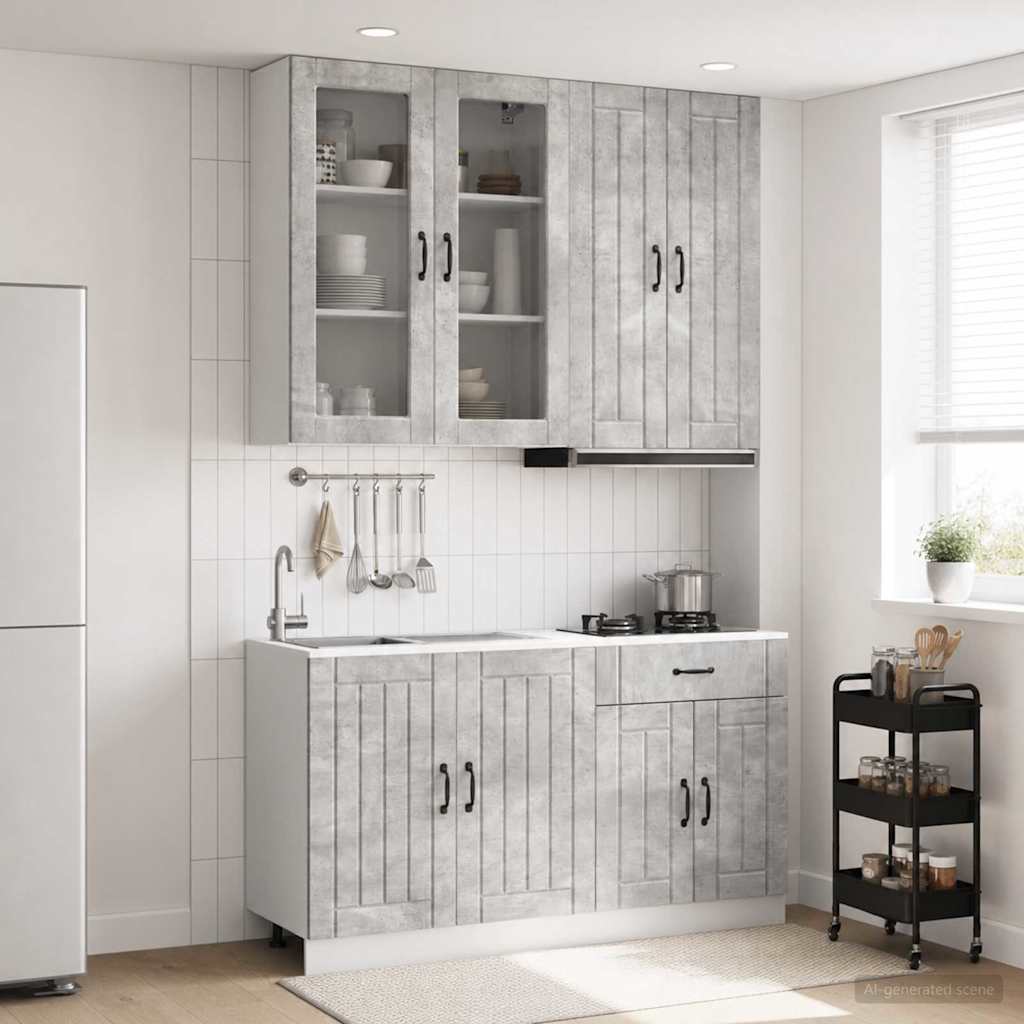vidaXL Unidad de cocina LUCCA 4 uds. Gris Hormigón