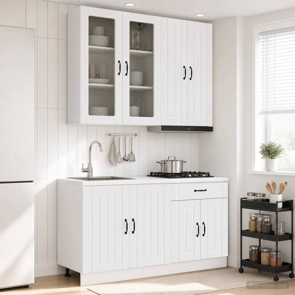 vidaXL Unidad de cocina LUCCA 4 uds. Blanco Brillante
