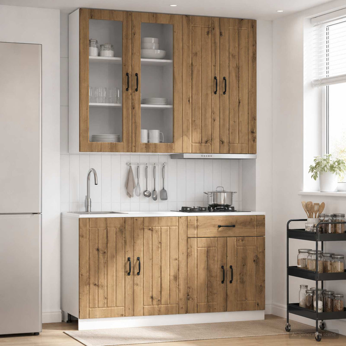 vidaXL Unidad de cocina LUCCA 4 uds. Roble artisan